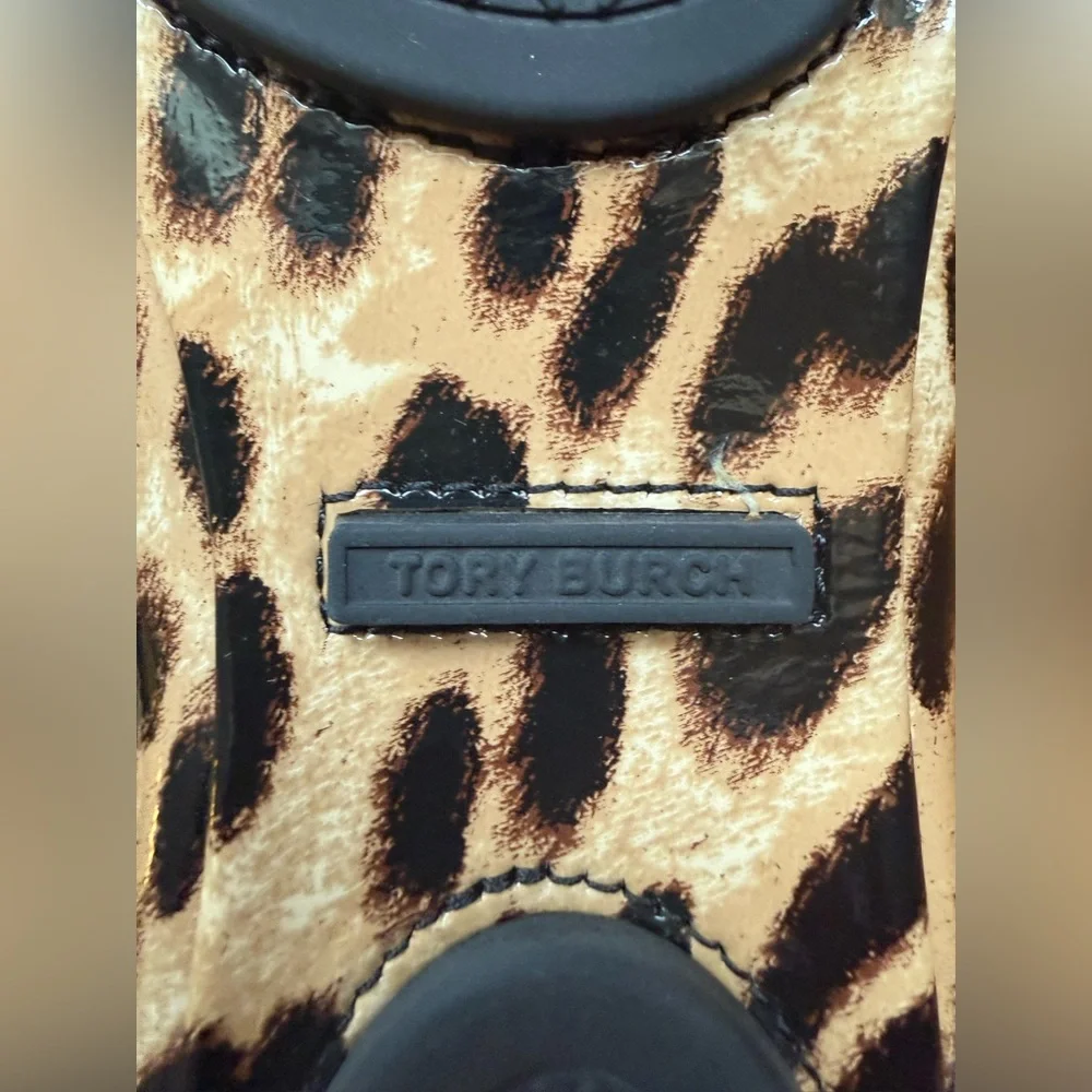 Tory Burch Reva Leopard Ballet Flats Sz 8M Patent Logo EUC - Picture 11 of 12